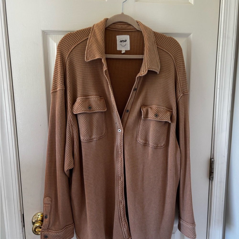 Aerie Brown Waffle Knit Top